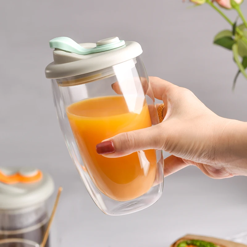 Factory Hot Sale Wholesale  250ml/350ml/450ml heat resistant Double Wall Cup Milk Coffee Glass cup High Borosilicate Glass cup