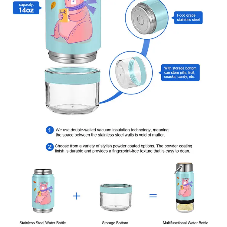 Antlers cup 600ML Children Bottle for Outdoor Travel School Cute Cartoon Animal Baby Water Bottle with Shoulder Strap for kids