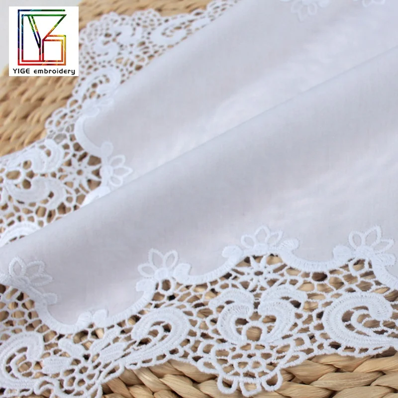 White 100% Cotton luxury Lace Handkerchiefs suitable for embroidery or printing Women Ladies Wedding Holiday Gifts