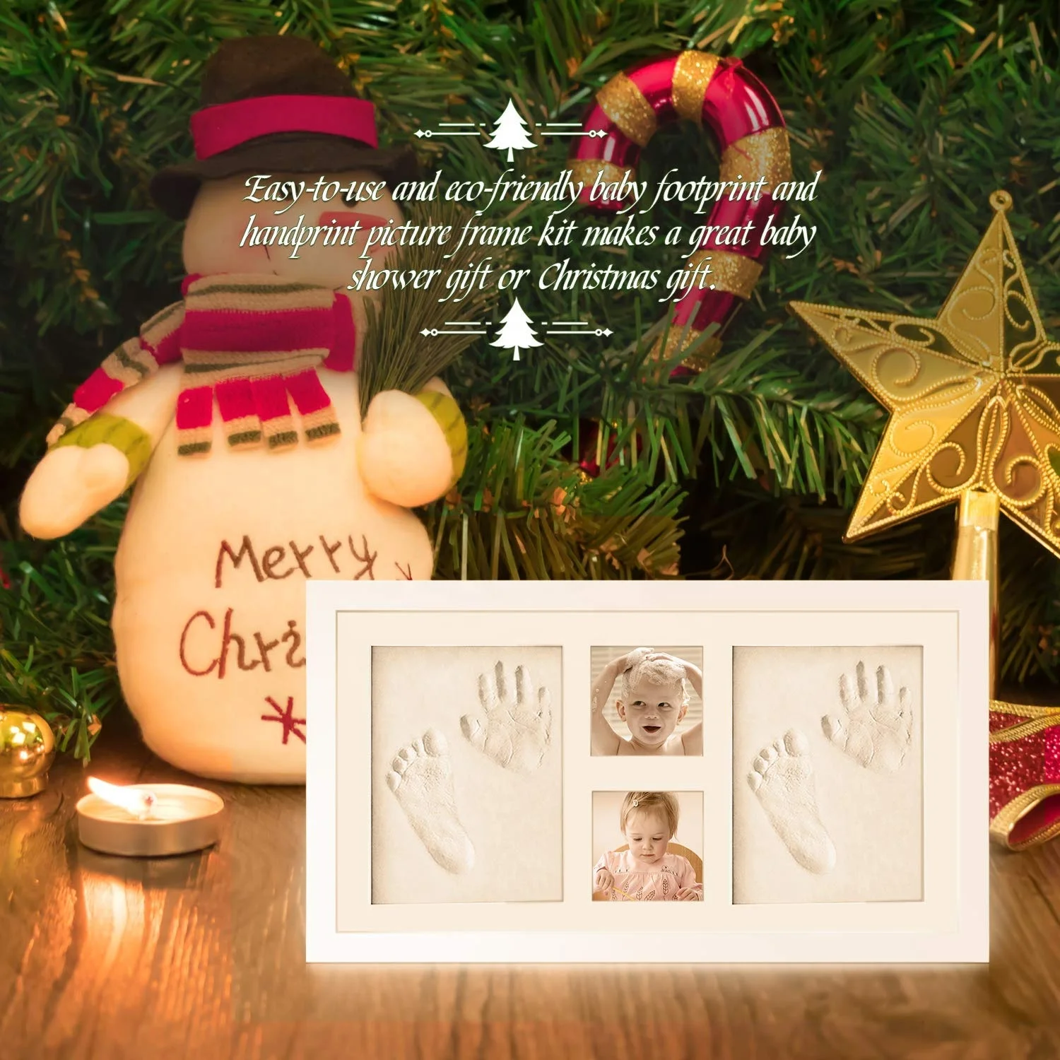 Clay Baby Handprint&Footprint Picture Frame Kit / Memories Keepsake - Shower Gift for Boys & Girls