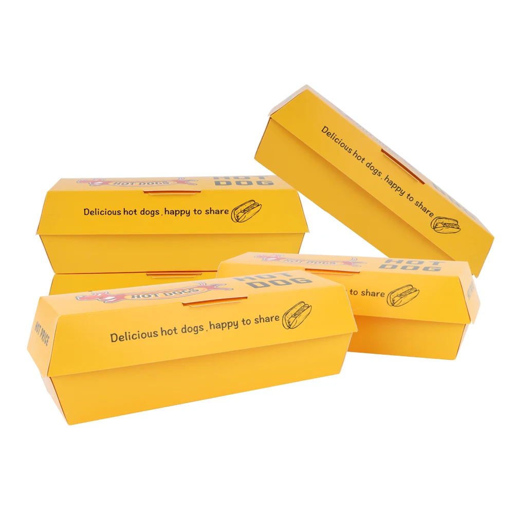 Korean Paper Sandwich And Hot Dog Fast Food Packaging Take Away Packaging Boxes With Lids