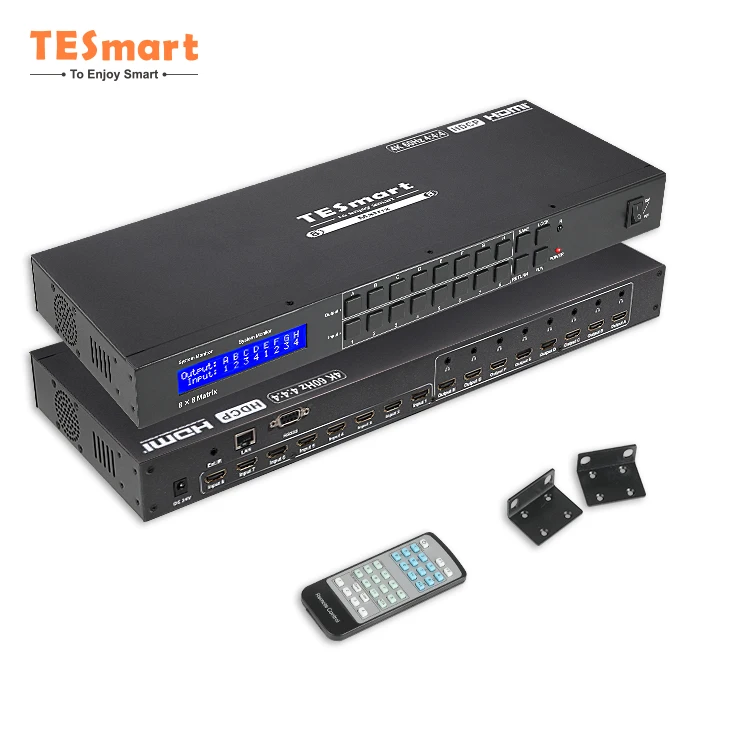 TESmart HDMI Matrix Switch Splitter 8 in 8 out 8x8 Multiple Sources 8 Display HDMI HDCP 2.2 Video Switch Matrix Switcher 4K