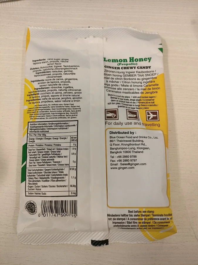 High Quality Gingere Lemon Honey Propolis Ginger Chewy Candy 84g Soft Sugary Candy