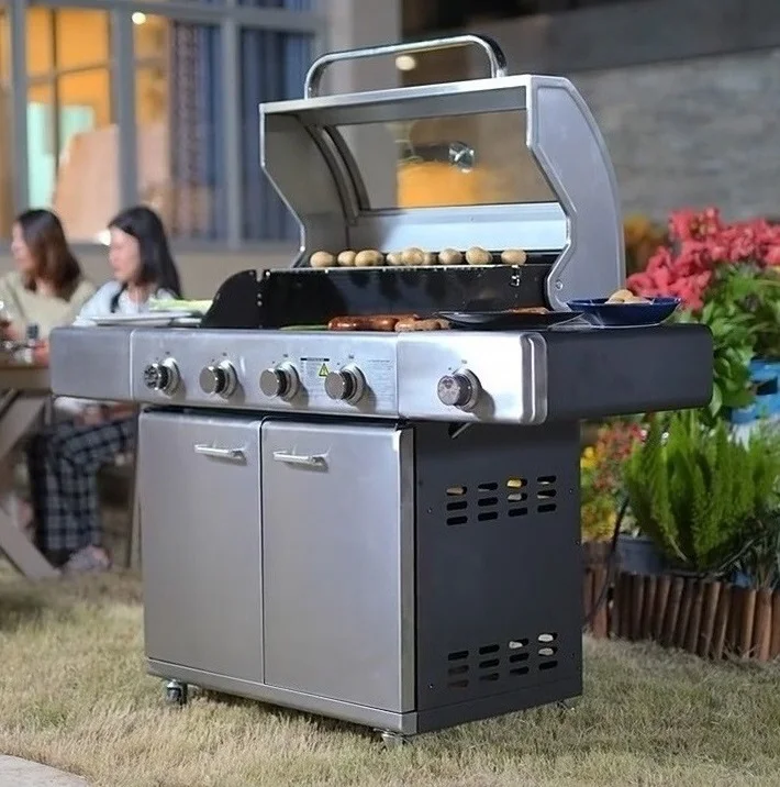 Professional Outdoor Stainless Steel CRS With Black Powder Coated Gas BBQ Grill