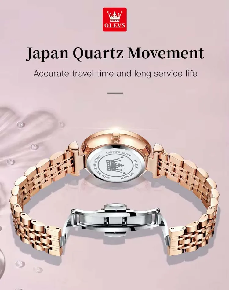 OLEVS 6642 stylish beautiful  womens Chinese quartz watch superior Mesh Strap waterproofing watch  Casual Simple watch supplier