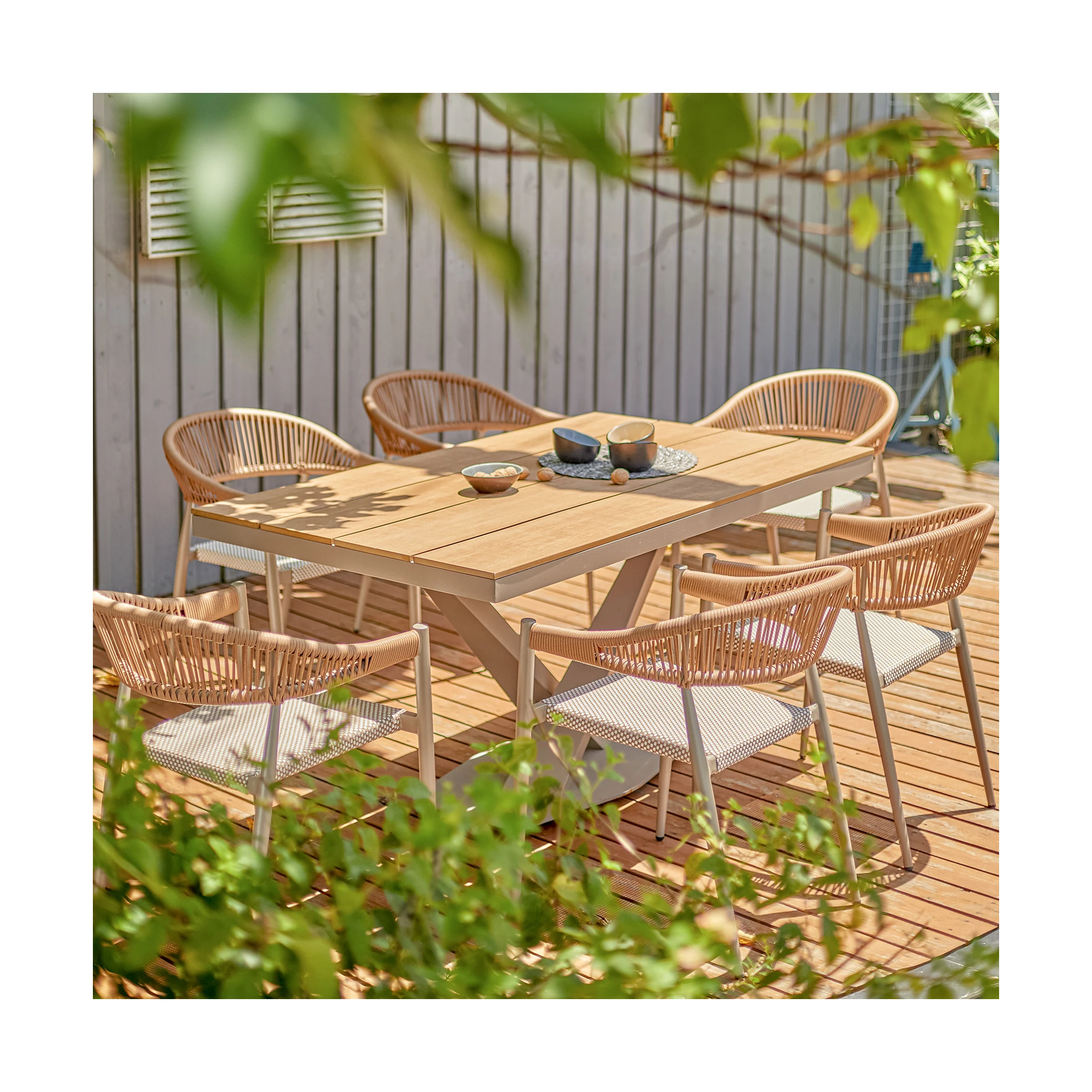 Dining Canteen Restaurant Chair Table Set Home Outdoor Garden Stackable Furniture Patio PE Rattan Wicker Chairs