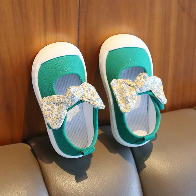Size 17-28 Autumn Spring Children Girls Shoes Cute Bowknot Princess Child Shoes Candy Color New Style Canvas Shoes Kids