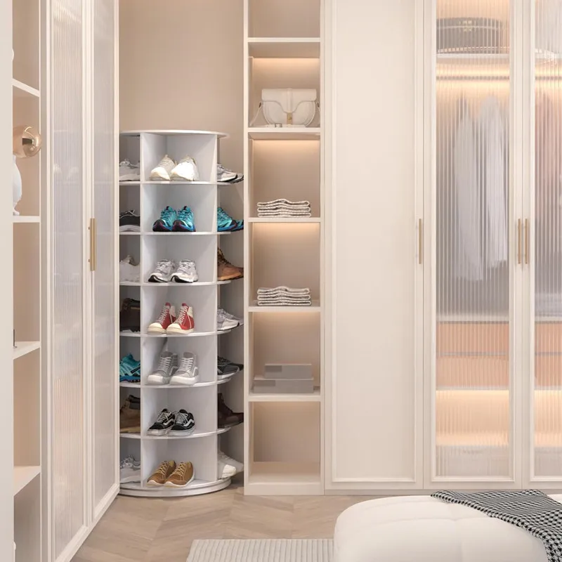 Hot Sell Customize PVC 360 Rotating Shoe Rack Tall Tower Organizer 7 Tier Shoe Cabinet Rack