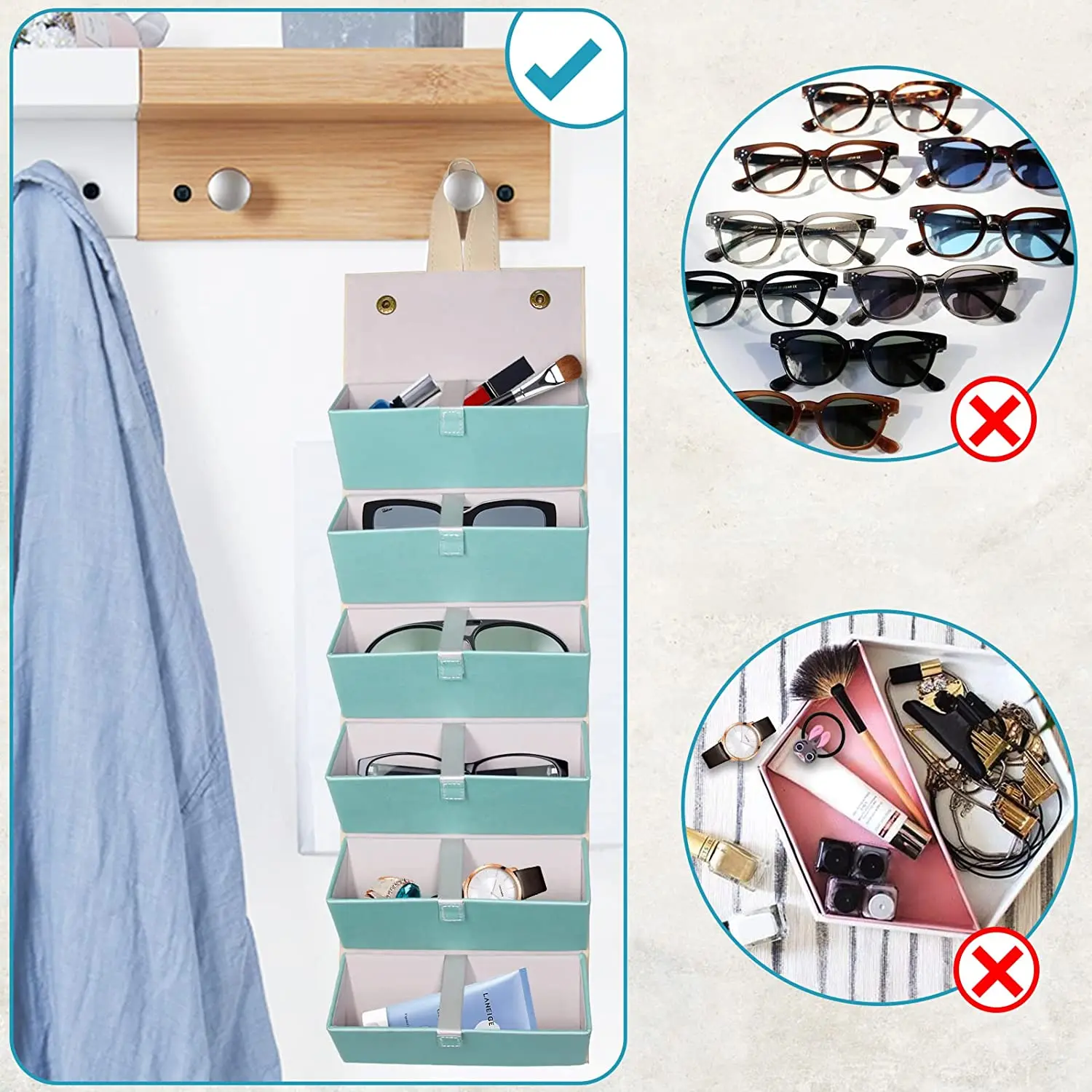 Glasses Organizer 4/5 Multi-Slot Eyeglasses Folding Portable Sun Glasses PU Leather Case eyewear display suitcase