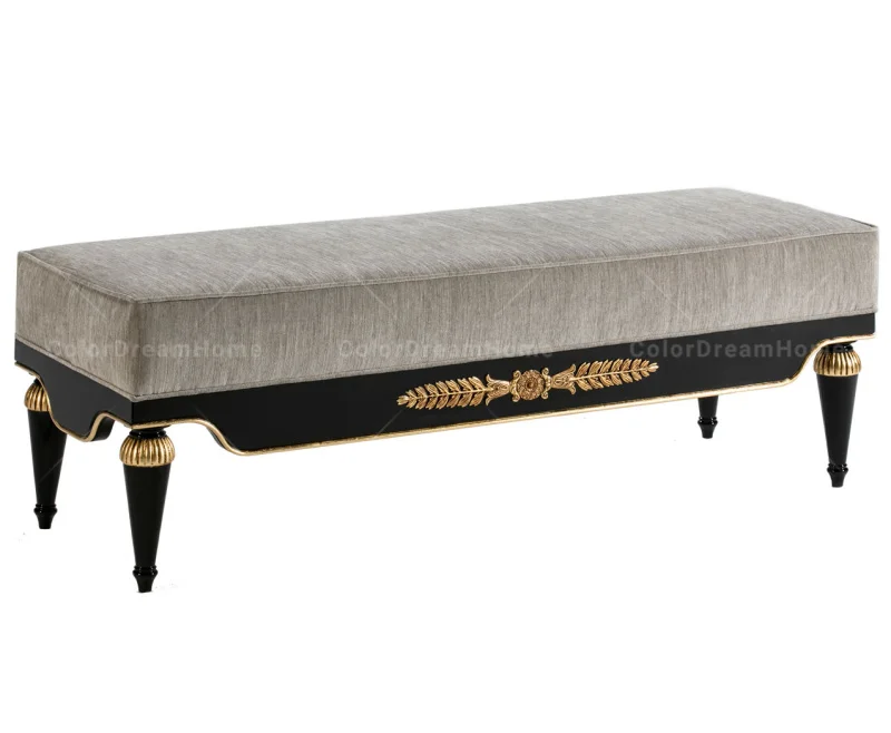 Royal furniture luxury bedroom wooden sofa bench bed end bench
