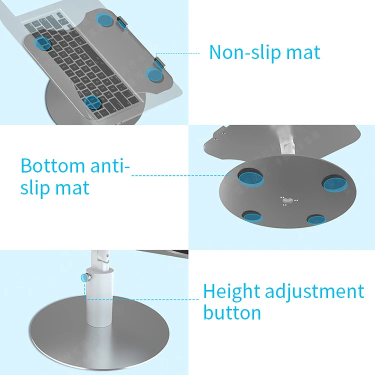 
17inch 360 degree rotating height Portable aluminum flexible adjustable laptop notebook stand 