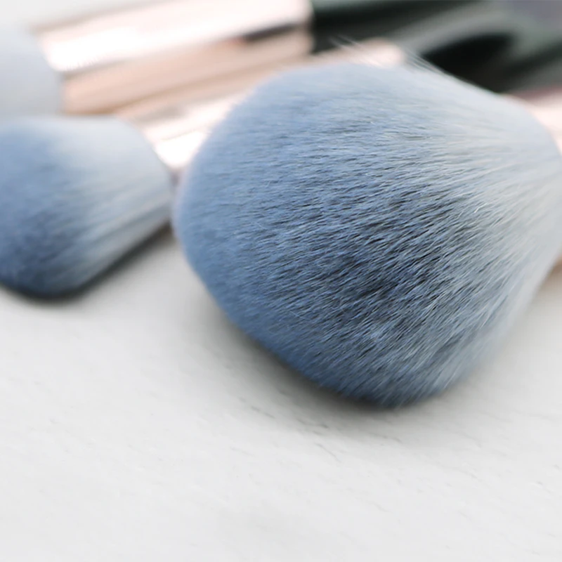 HZM 8Pcs Customized Green Long Handle vegan luxury custom makeup brushes Set private label Powder Eye Private Label Professional