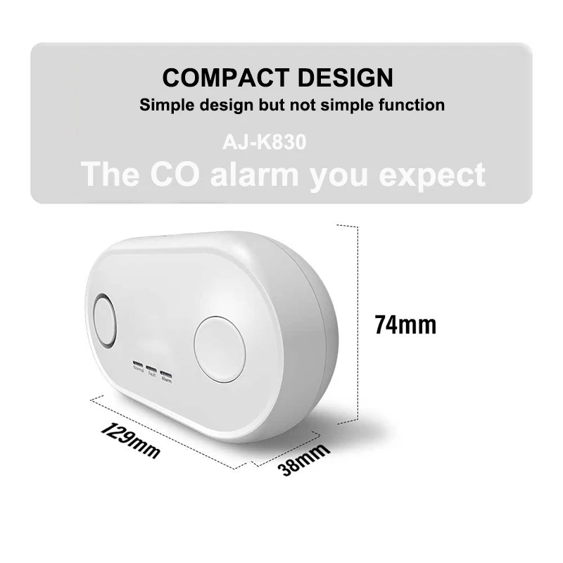 ANKA Smart Security Alarms EN50291 Certified Temperature Humidity Display Voice Alarm Independent Carbon Monoxide Detector