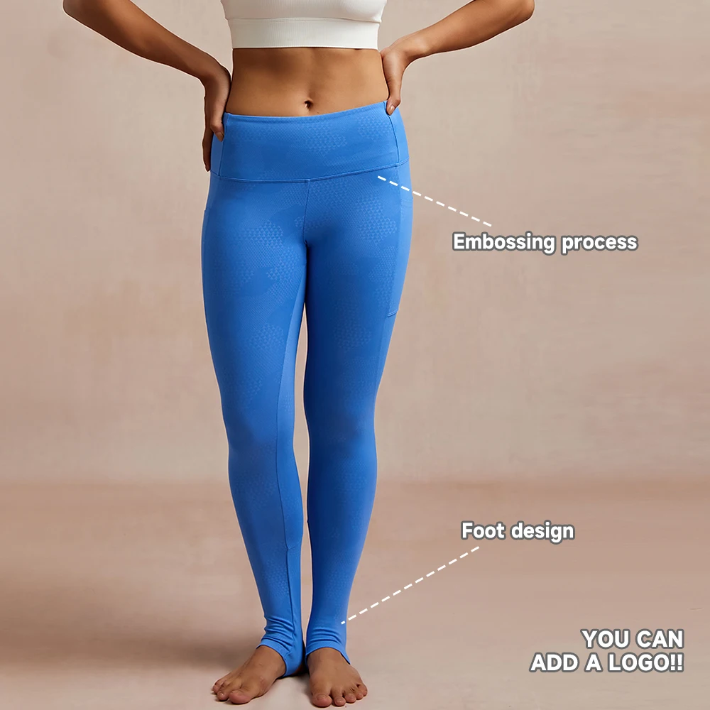 Luckpanther Breathable Women High Waist Step On Embossing Process Leggings Slim Bodybuilding Women Leggings With Pocket