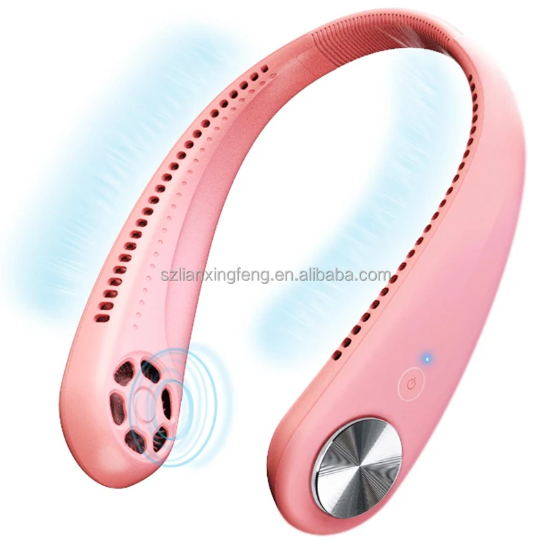 2021 New Arrival Leafless Outdoor Travel Portable Hands Free Bladeless Hanging Rechargeable Air Cooler Mini Neck Fan