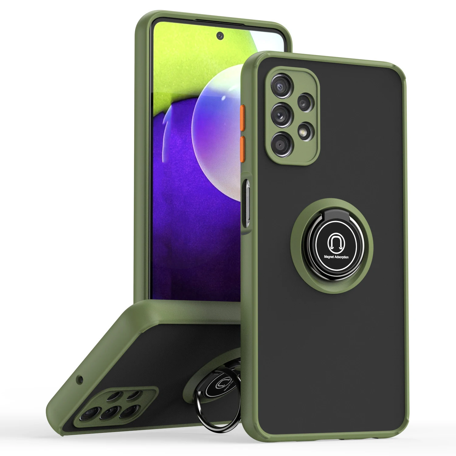 Car magnetic 360 ring holder case for samsung s25 s24 ultra A16 shockproof Kickstand cell phone cases for A06 A05 A15 A55