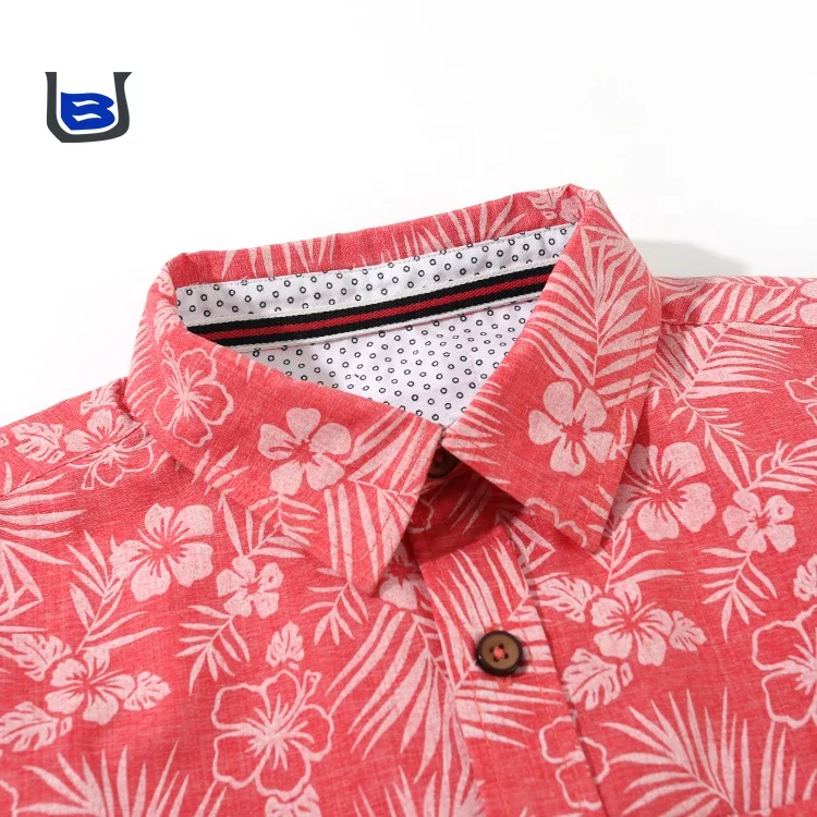
Beautiful cotton casual pattern screen boy hawaiian floral custom print shirts for holiday 