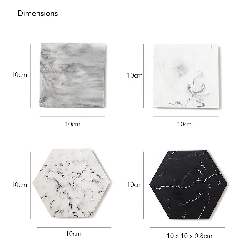 Suanti 4PCS polyersin swirl coaster table wine coffee cup mat tea drink resin marble coasters set