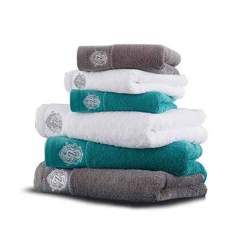 Wholesale fluffy soft 700gsm 16s egyptian cotton towel set terry bathroom plain embroidered towel
