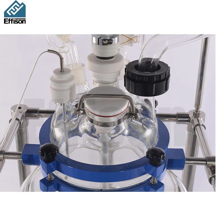 Pilot Batch Reactor Jacketed Double Layer Glass Reactor With Condenser