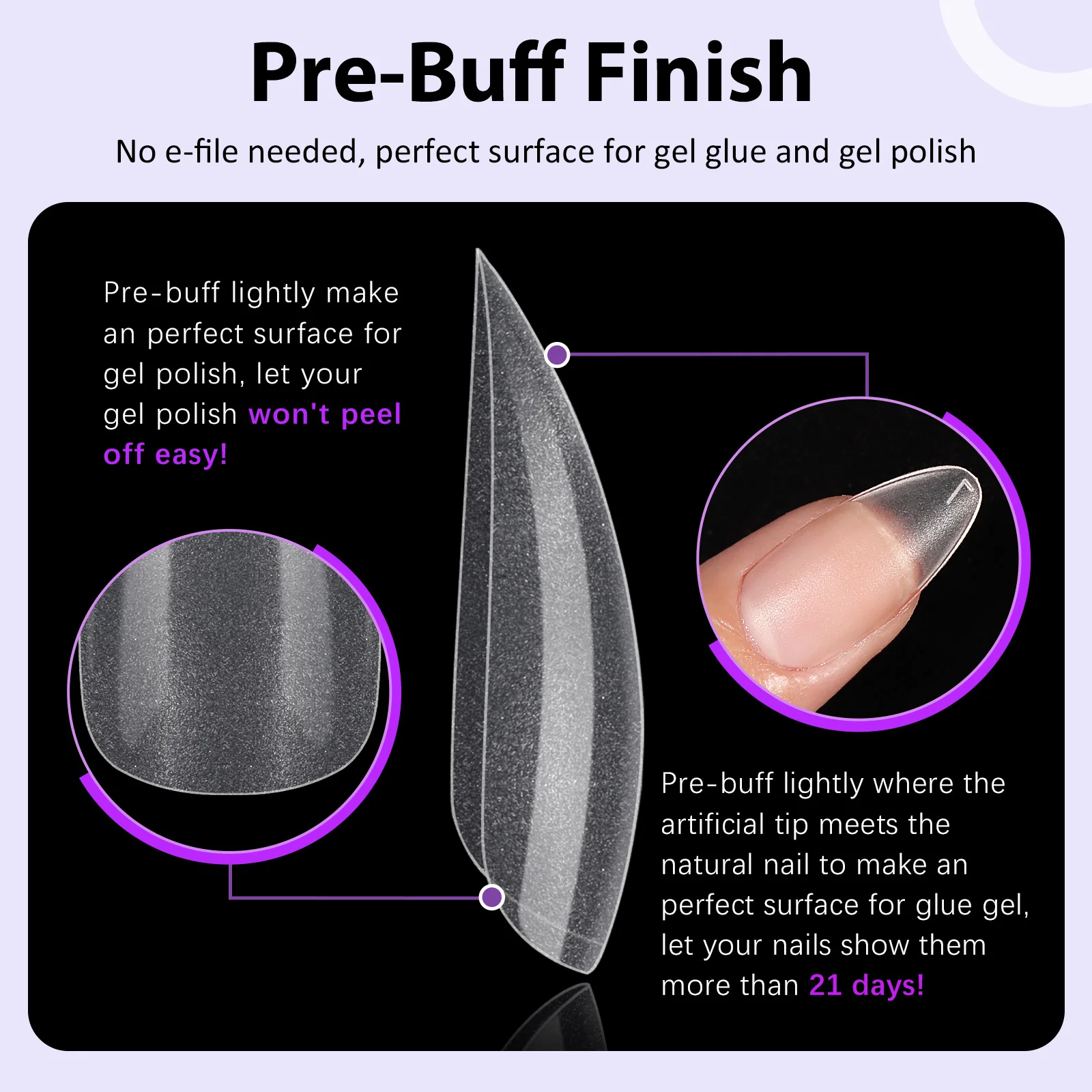 BTartbox UV Lamp Gel Glue Nails Tips Kit Acrylic XL NO C Curve Almond Nail Tips Fake Nails With Glue