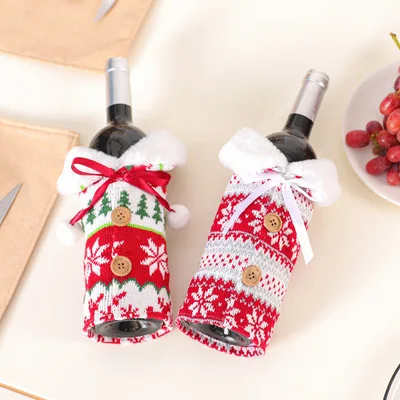 Hot Sale Christmas Red Wine Bottle Set Christmas Tree Snowflake Beer Bottle Set Christmas Knitted Sweater