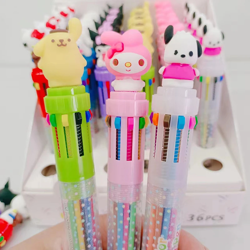 Cute cartoon 3 beautiful Euro 10 color ball pen primary and secondary school students cute animation multi-color animation in th