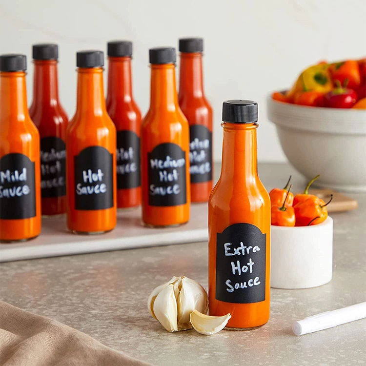 Cheap 90ml 150ml 250ml glass hot sauce bottles mini empty chilli tomato sauce bottle tabasco sauce bottles with plastic caps
