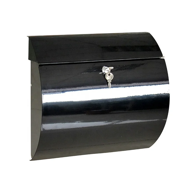 Outdoor Newspaper Holder Black Post Box Iron Letter Box MailBox