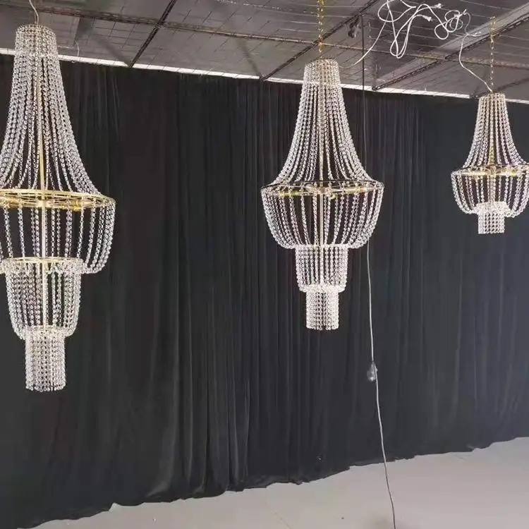 Luxury French Style Luxury Large Suspension Lights Bead Curtains Crystal Modern Indoor Pendant Wedding Event Lights