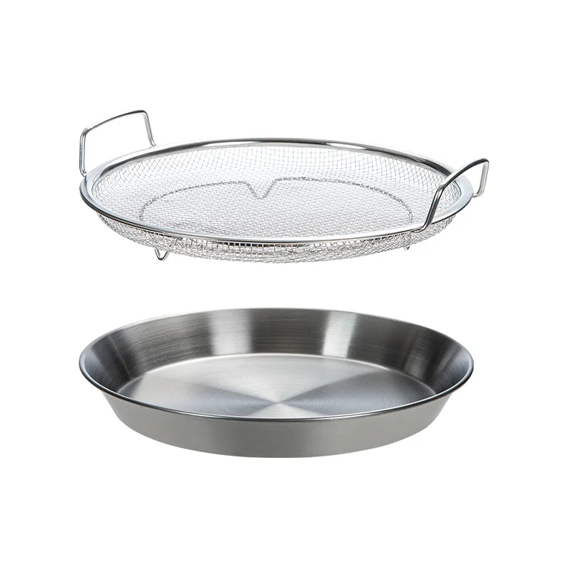 SHIMOYAMA 1 Set Mesh Drain Pan Korean-style Barbecue Pan Fried Food Serving Tray Crisper Tray Air Fry Crisper Basket Plate