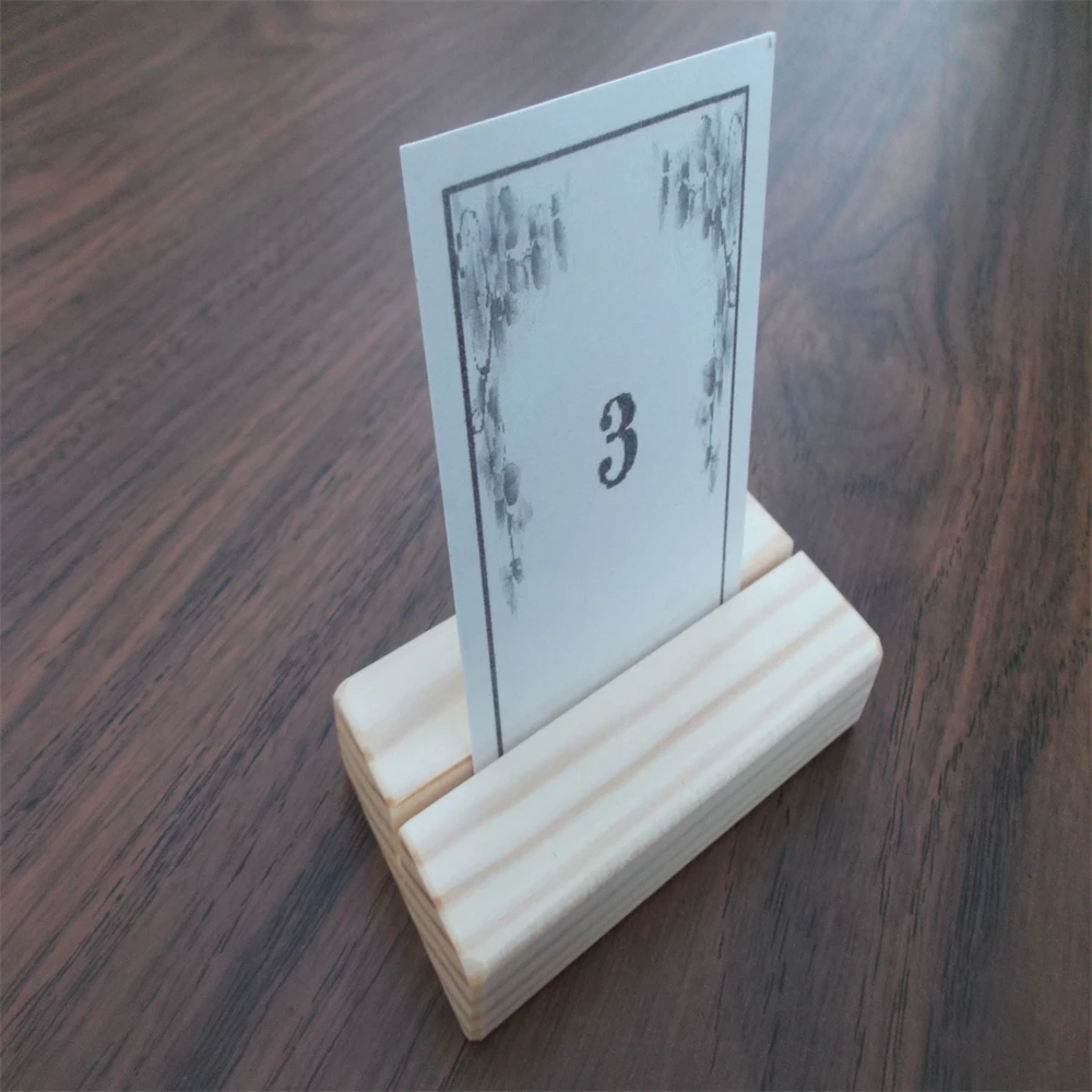 Factory Wholesale Handmade Invitation Wedding Photo Decorations Display Menu Card Portrait Stand Wooden Table Number Holder