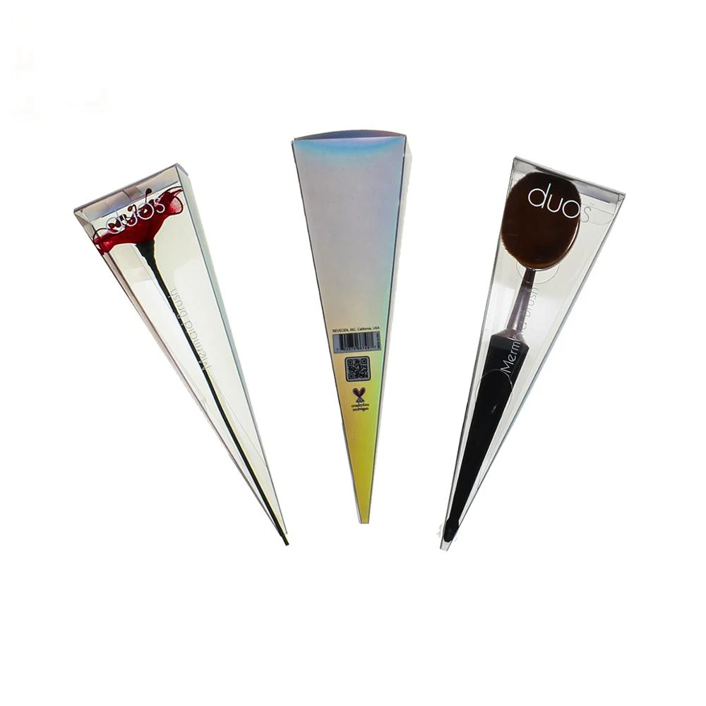 manufacturer UV laser  printing  laser foil Cosmetic box holographic PET PVC box for  blush  plastic Iridescent  clear gift box