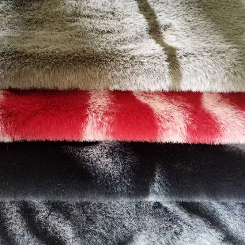 Новый 100% полиэстер на заказ красная резная печать из меха кролика меховая ткань для одежды и ковриков/
