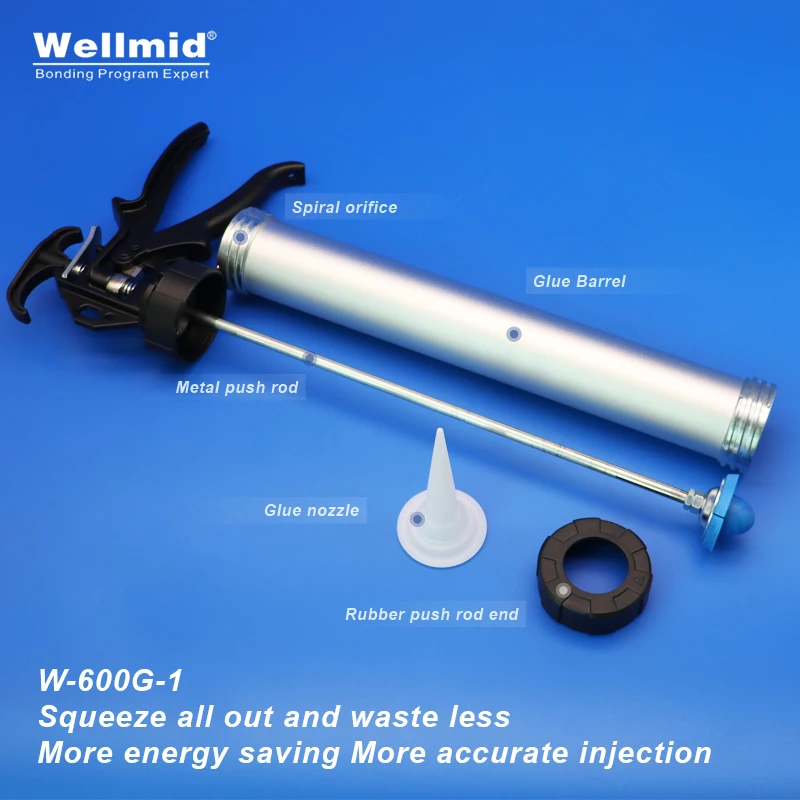 Manual Glue Gun For 590ml-600ml Syringe Barrel Single Component 1K PU Epoxy UV Solder Paste Sealant 3M ARALDITE Metal Power Gun