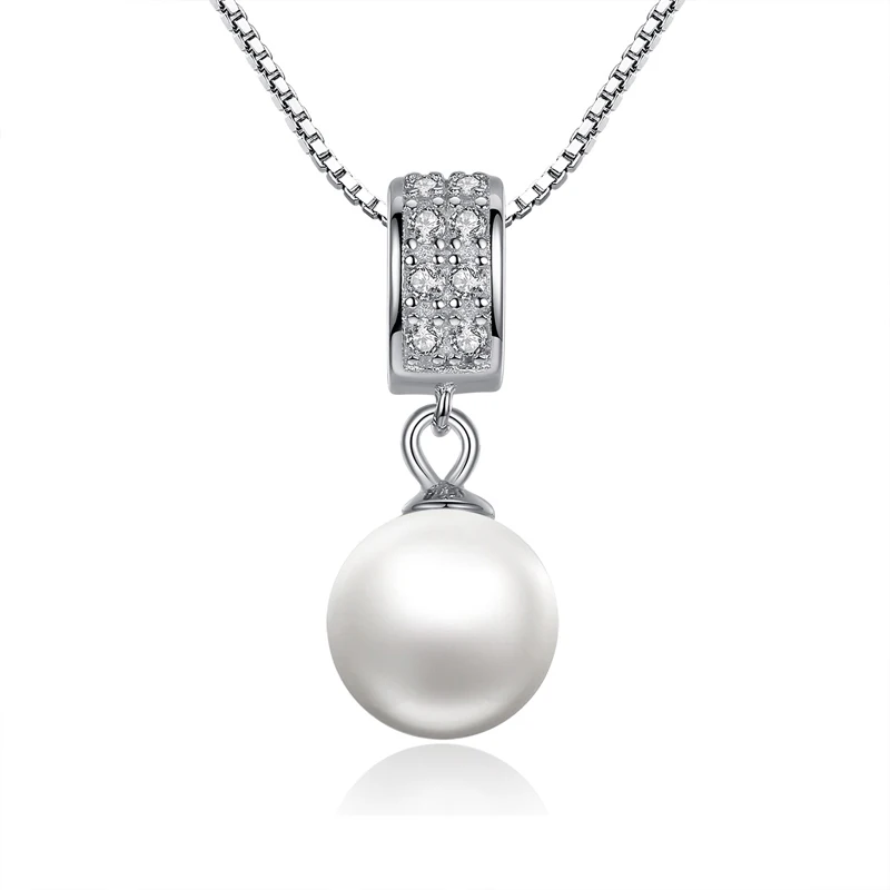 
Necklace Wholesale Jewelry 2021 Shiny Platinum Plated Pearl Pendant Zircon 925 Sterling Silver Necklace Women 