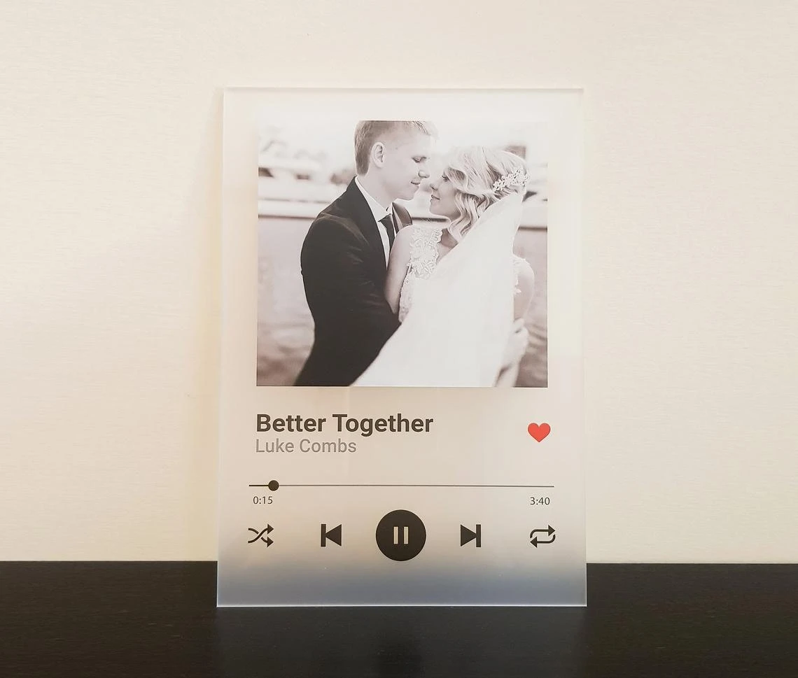 Custom Music Plaque Spotify Song Photo Couple Anniversary Wedding Friend Gift