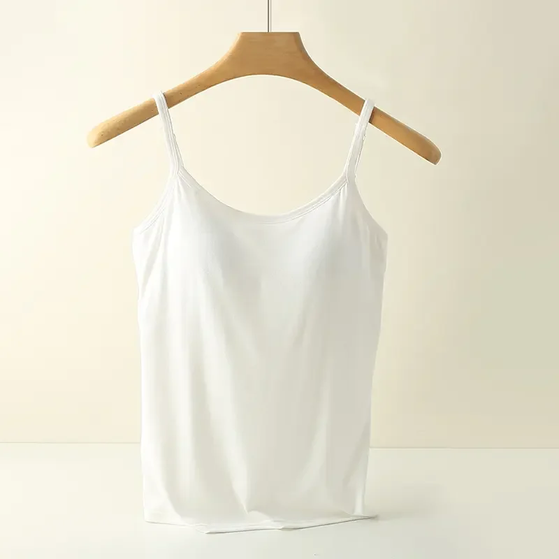 summer Tank Tops Padded Bra Vest soft feel Cami Shelf Bra Women Camisole with Built