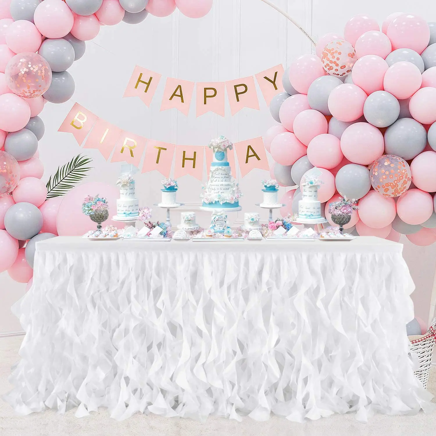 Amazon Tulle Wicker Table Skirt Wedding Banquet Celebration Party Decoration Tablecloth