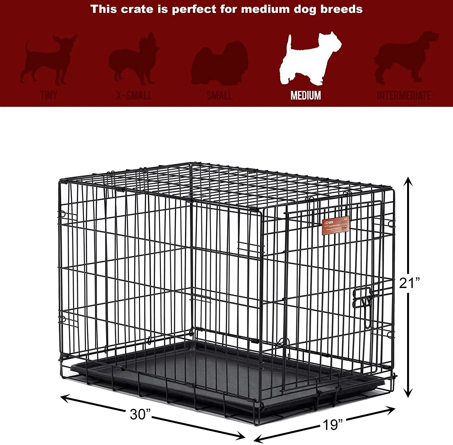 Homes for Pets Crate Dog Cage with Single Door and Double Folding Metal Door