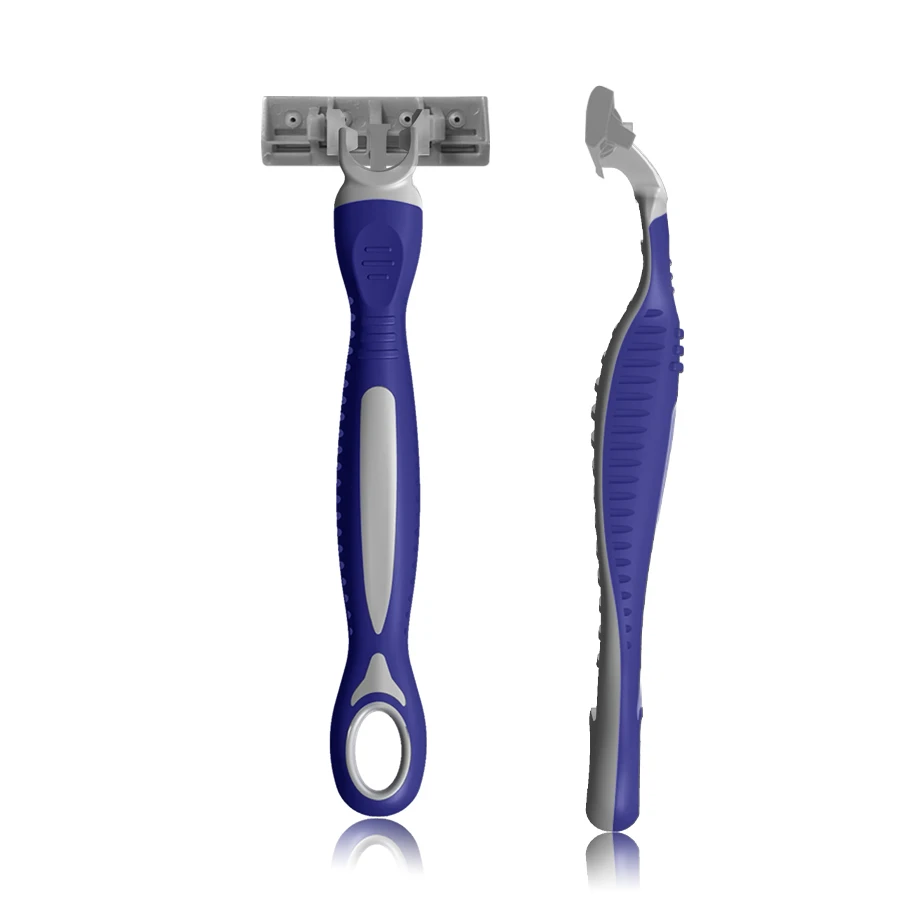 New product-R3177 Disposable Triple Blades Razor Long  Rubber Handle for men shaving