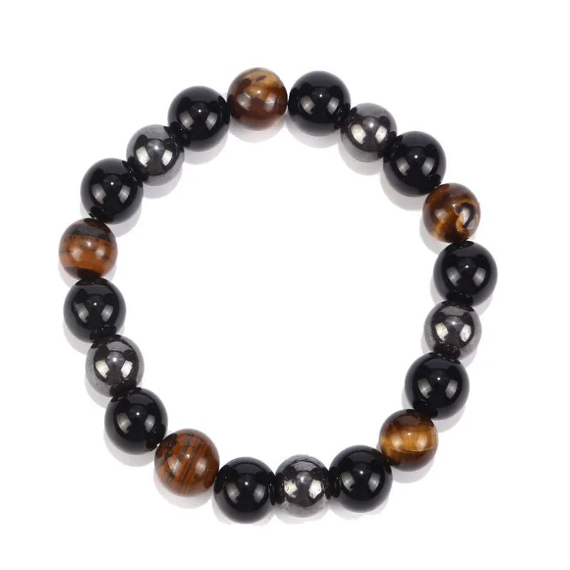 Unique Design Handmade Yiwu Factory Natural Stone Bracelet Multi Coloured Stone Obsidian Hematite Tiger Eye Beaded Bracelet