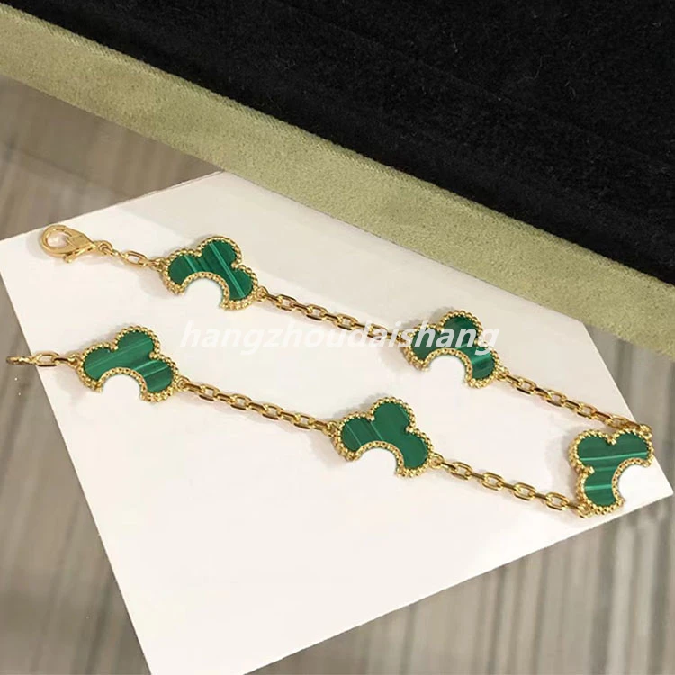 Custom High Version 925 Silver Stainless Steel Jewelry Bangles Four Leaf Clover Bracelet Gold Plated Bangle