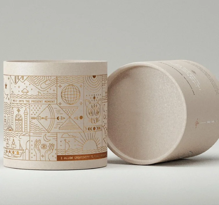 100% Recycled Luxury Candle Packaging Eco-Friendly Round Paper Tube Box Cosmetic Cylinder Packaging
