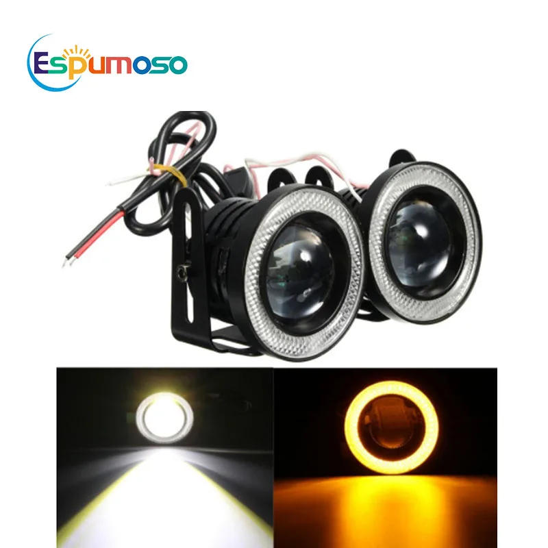 Противотуманные фары Angle Eyes 12 В 64 мм 76 89 светодиодные желтые белые красные синие COB гало кольцо