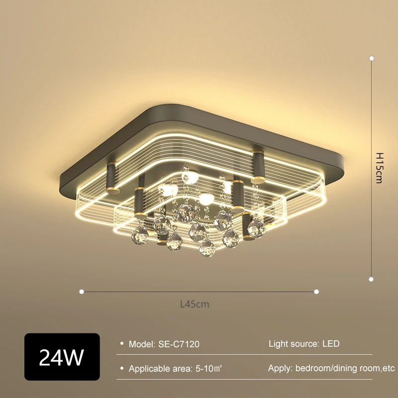 Creative Style Indoor Surface Mounted Decoration Luxury K9 Crystal Led Ceiling Light