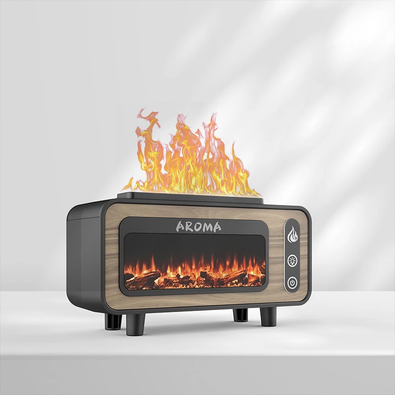 2023 New Simulated Fireplace 7 Colors Led Ultrasonic Essential Oil Diffuser 230ml Fire Flame Air Humidifier Aroma Diffuser