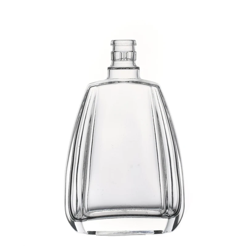 Empty Flint High Quality Clear Square Customize Glass Bottle for Liquor Factory