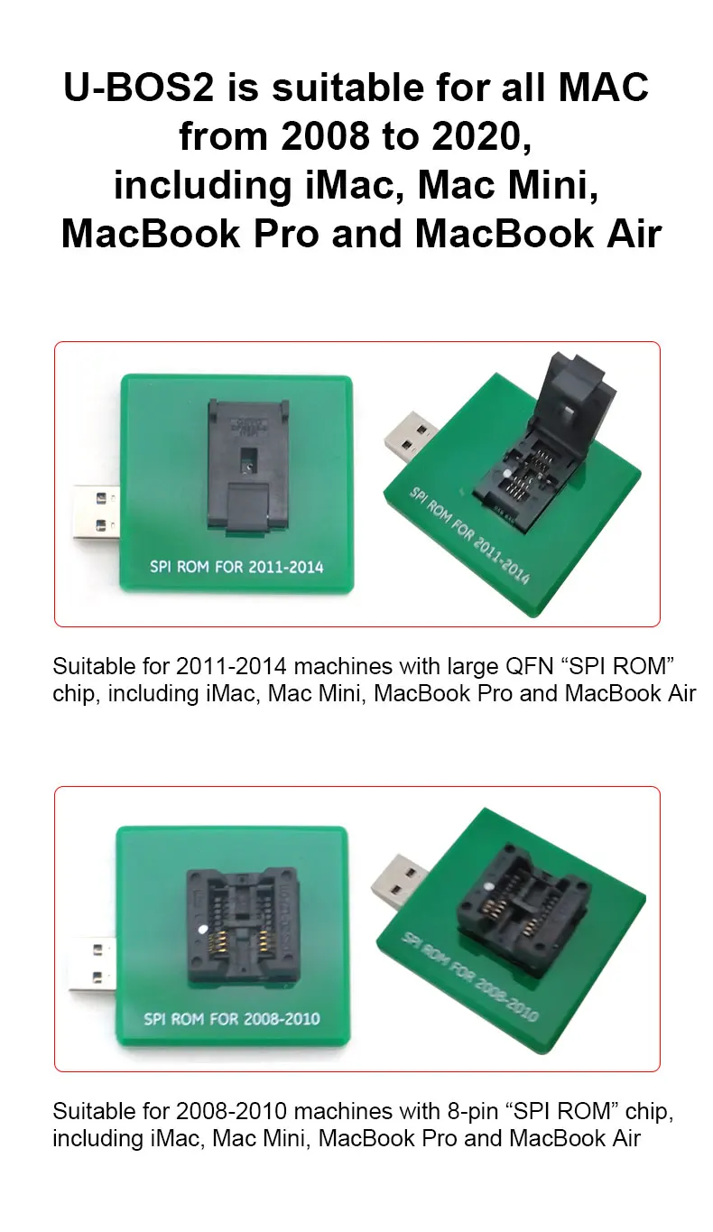 U-BOS2 программатор MacBook 2008-2020 удаляет блокировку EFI блокировка микропрограммного обеспечения PIN-кода данных T2/M1 чип ROM Write Recovery Custom OEM