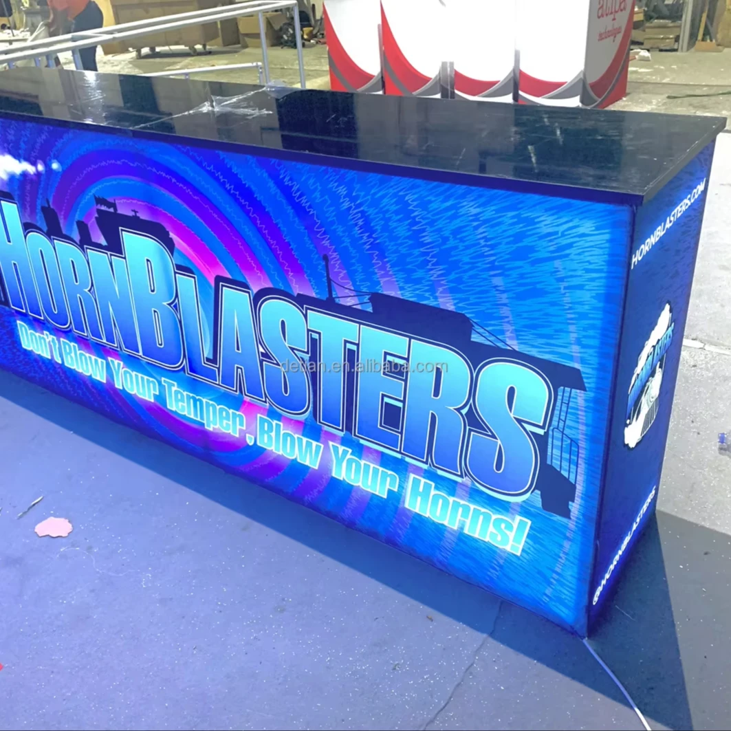 Frameless Aluminum Trade Show Promotional Advertising Quick Setup Modern LED Backlit Table Display electronic cigarette table